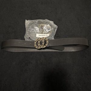 Elegant Black Belt with Gold Buckle
